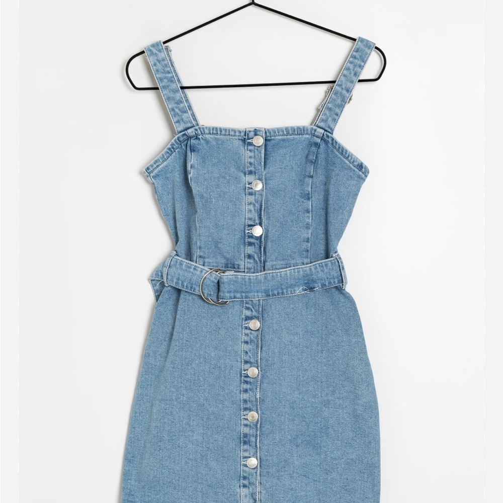 Bershka Blue Denim Dress with Belt